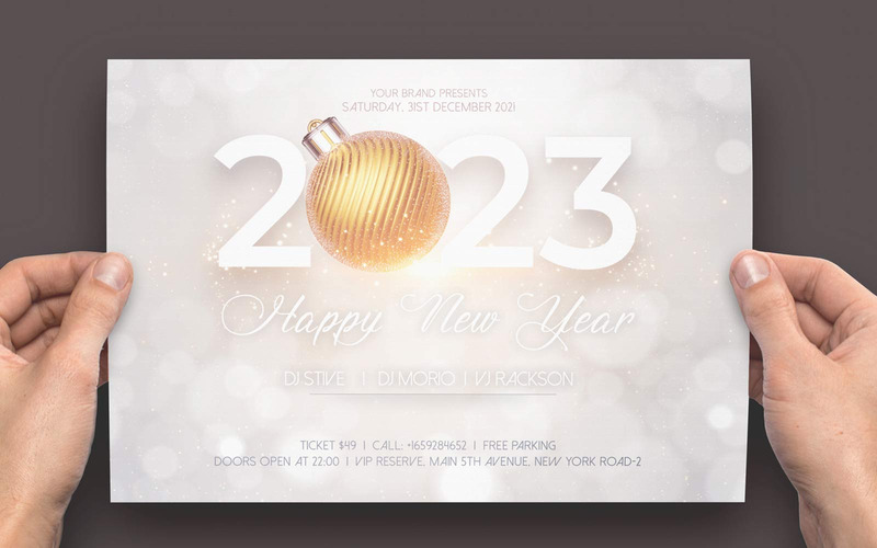 Modèle de conception de flyer de réveillon invitation élégante bonne année - Caractéristiques de l’image 4