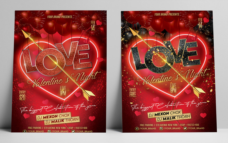 Modèle de conception de flyer de la Saint-Valentin heureuse - Caractéristiques de l’image 3