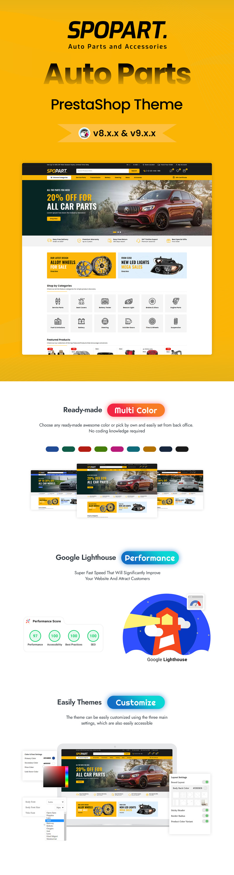 Spopart Ricambi auto e macchine utensili Tema PrestaShop - Caratteristiche Immagine 1