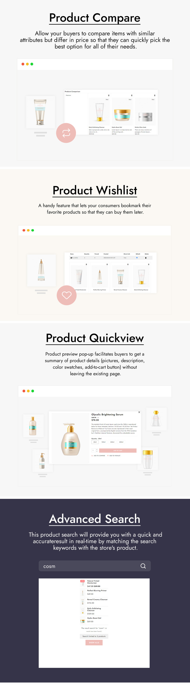 Cosmelaxe - Tema PrestaShop per negozi di cosmetici e prodotti di bellezza - Caratteristiche Immagine 3