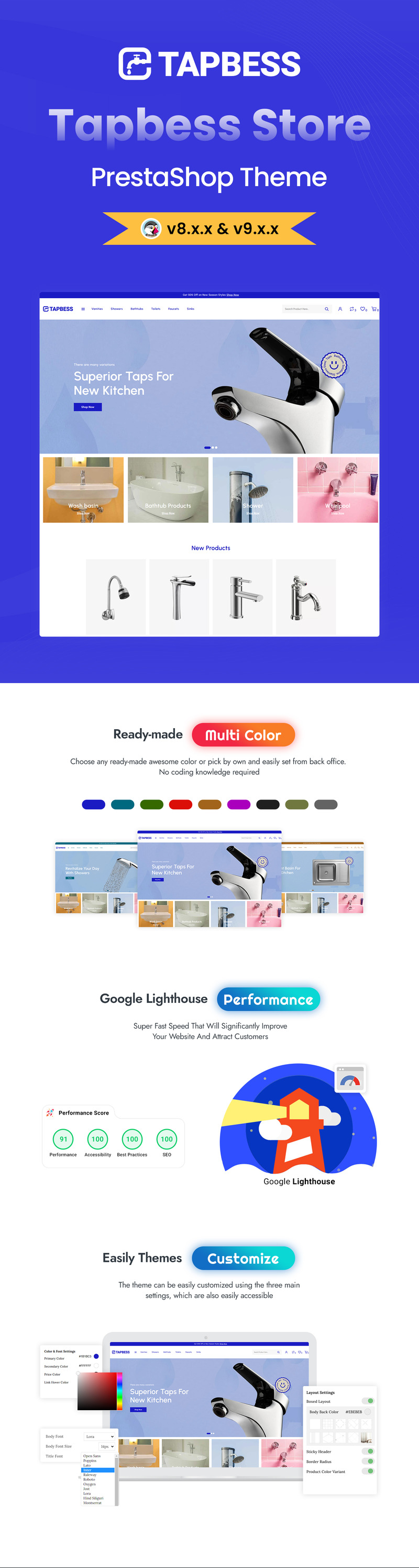 Tapbess Vízvezeték-szerelés, Fürdőszoba és Szaniter Prestashop Témá - Features Image 1