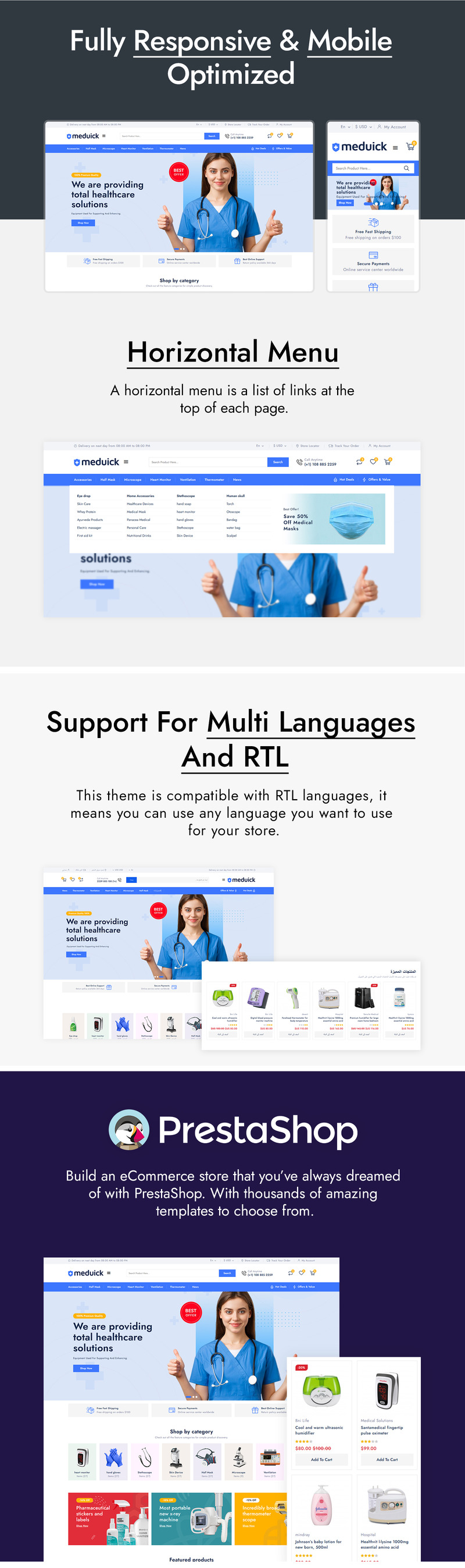 Meduick – Адаптивна тема для фармації та медицини Prestashop - Features Image 2
