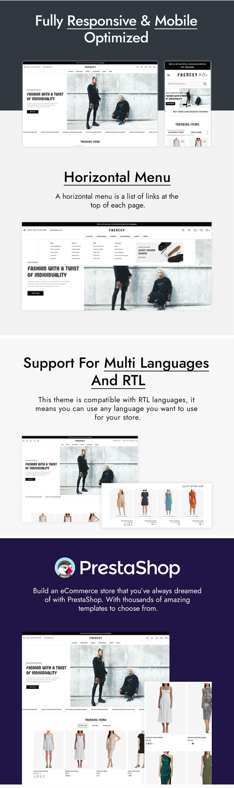 Faencey - Moda ve Giyim Mağazası Prestashop Teması - Features Image 2