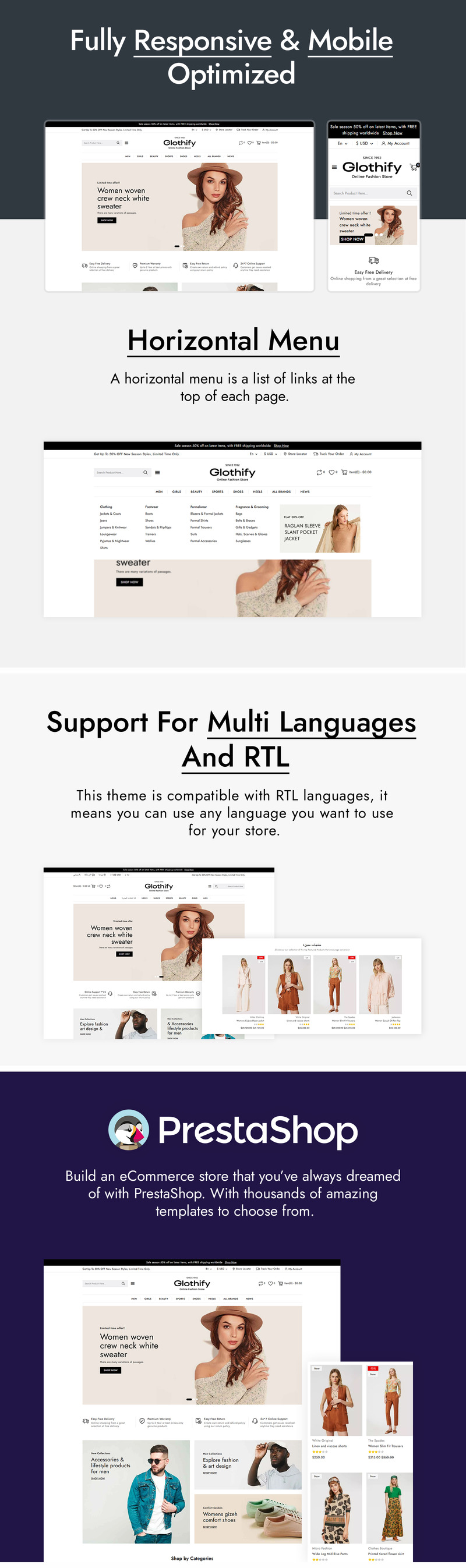 Glothify - Fashion and Apparel PrestaShop Theme - Features Image 2