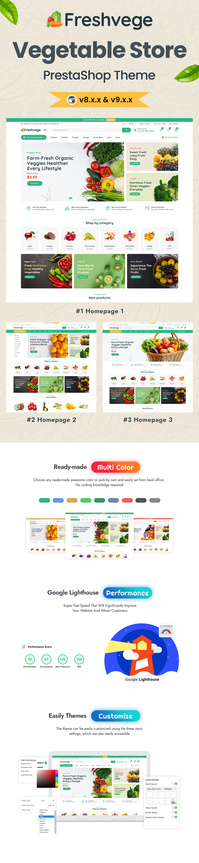 Freshvege - Tema PrestaShop per negozi di alimentari e alimenti biologici - Caratteristiche Immagine 1