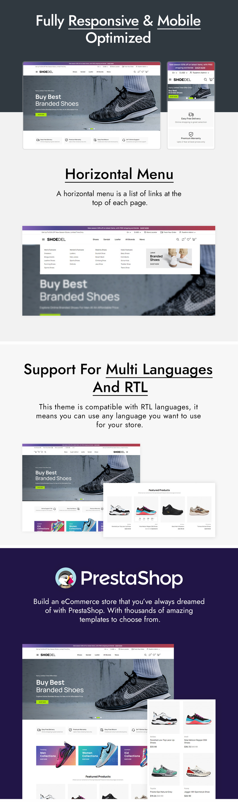 Shoedel - Negozio di scarpe e accessori Tema PrestaShop - Caratteristiche Immagine 2
