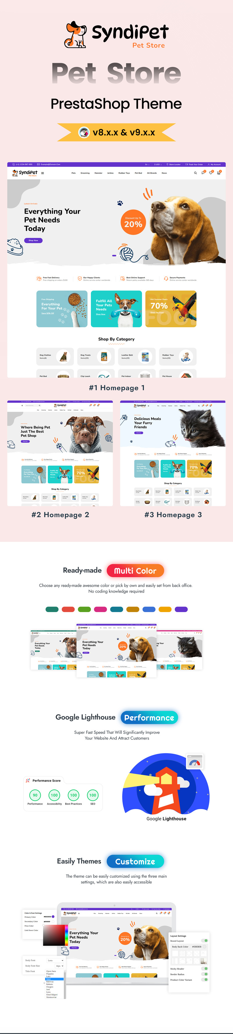 Syndipet - тема PrestaShop для магазина товаров для животных и товаров для домашних животных - Features Image 1
