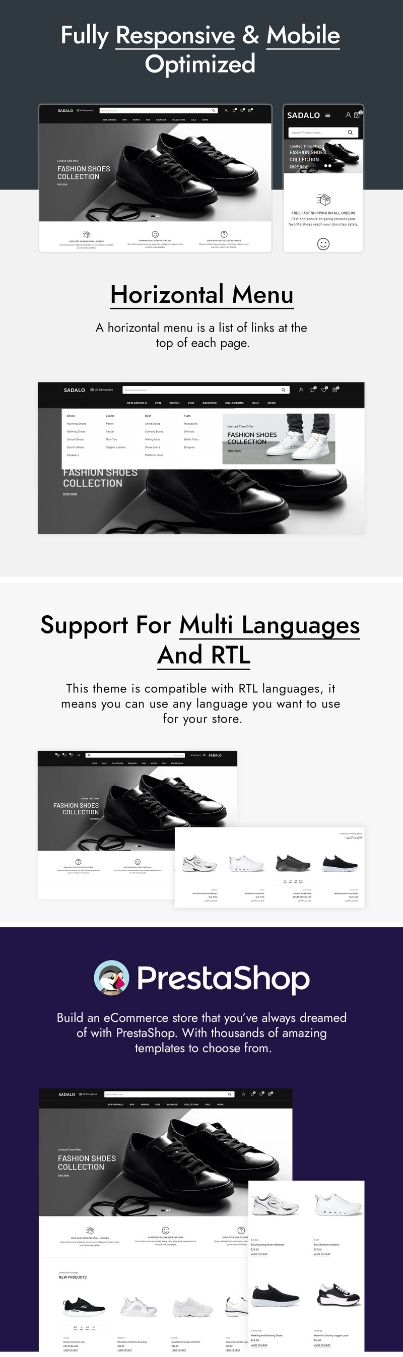 Sadalo - Ayakkabı Moda Mağazası Prestashop Teması - Features Image 2