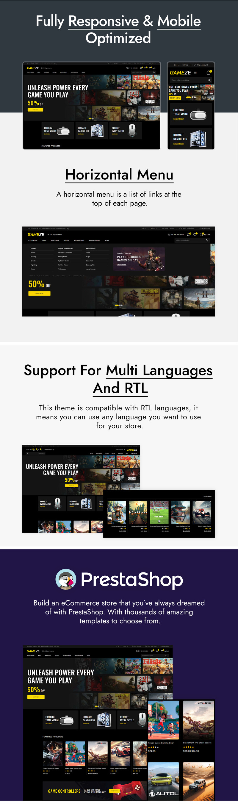 Gameze - Gaming and eSports Store Prestashop Theme - Features Image 2