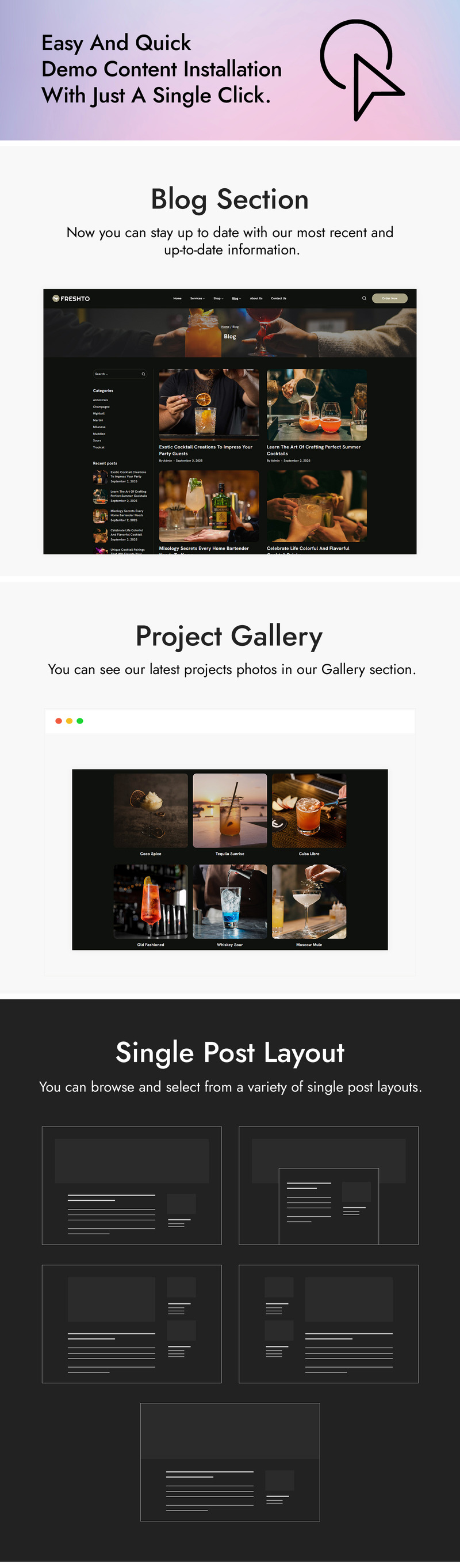 Freshto Kokteyl Bar ve Restoran WordPress Teması - Features Image 4