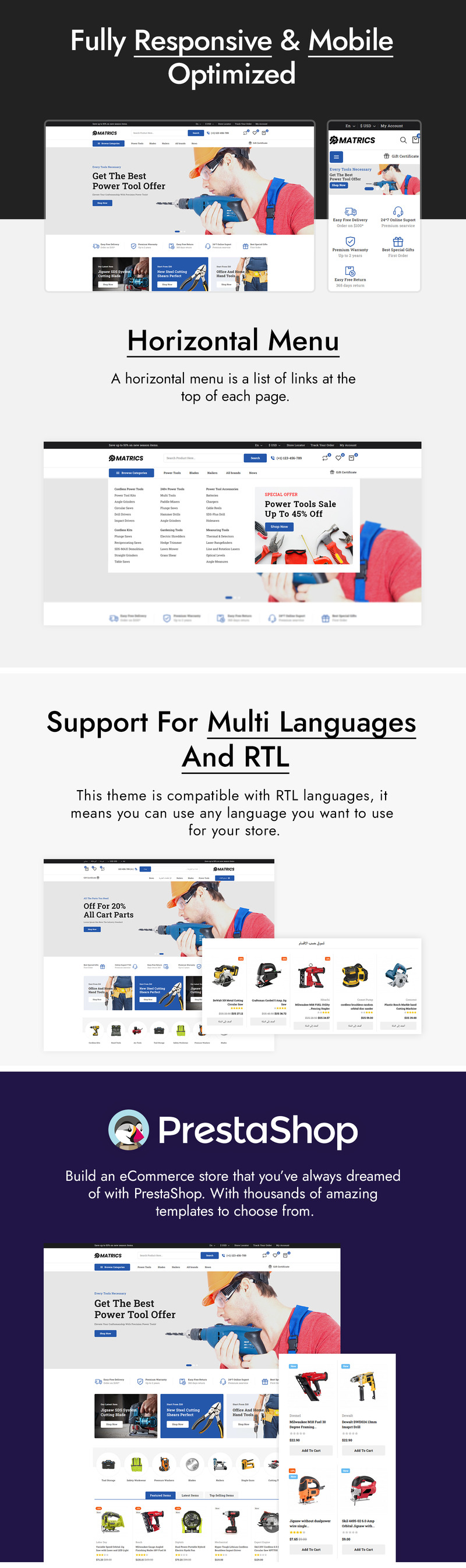 Matrics - Thème PrestaShop pour outils et équipements électriques - Caractéristiques de l’image 2