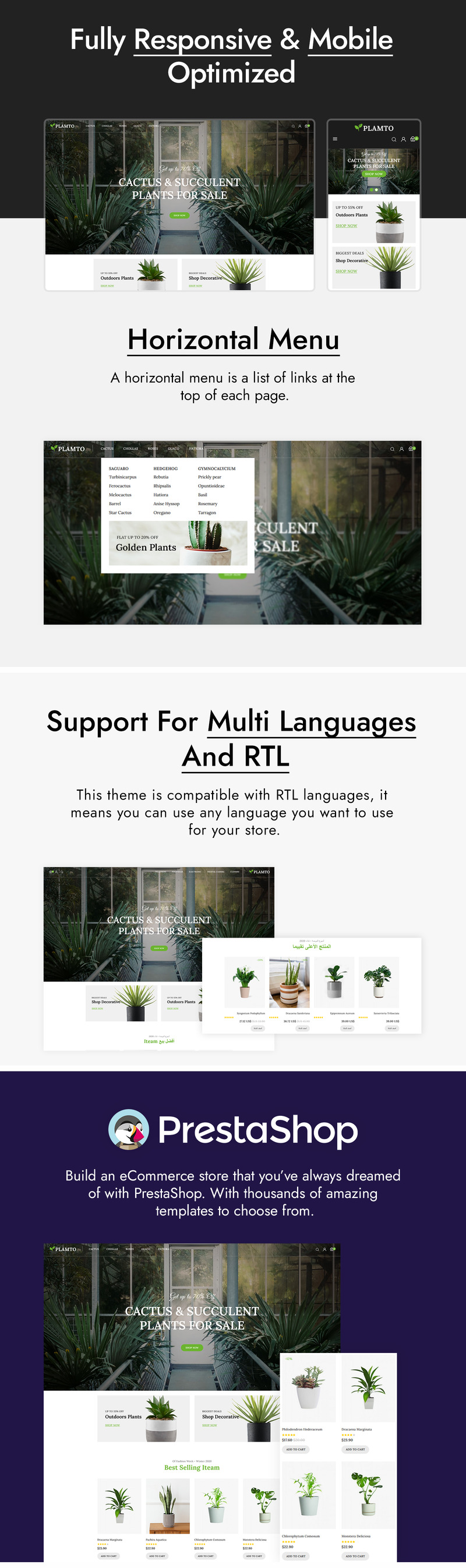 Plamto - Garden, Flower & Plant Store PrestaShop Theme - Features Image 1