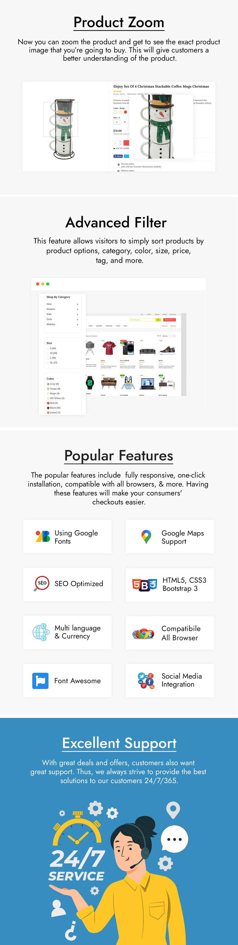 Megaleek — тема оформления PrestaShop для мегамаркетов и супермаркетов - Features Image 4