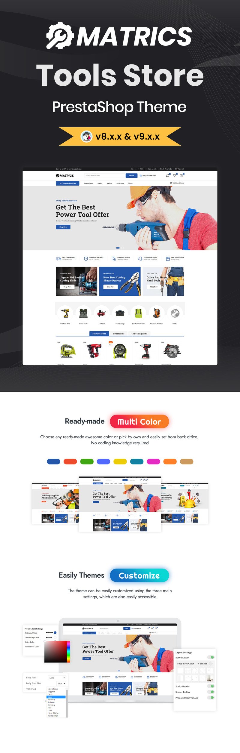 Matrics - Thème PrestaShop pour outils et équipements électriques - Caractéristiques de l’image 1