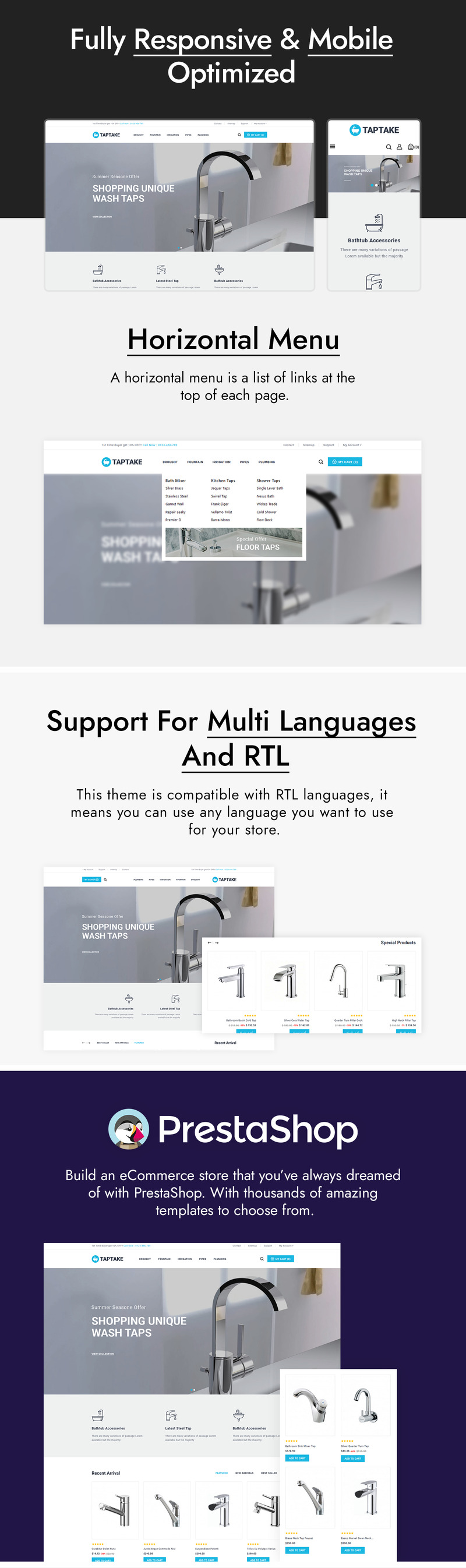 TapTake - Sanitary, Plumbing & Bathroom Accessories Store PrestaShop Theme - Features Image 1