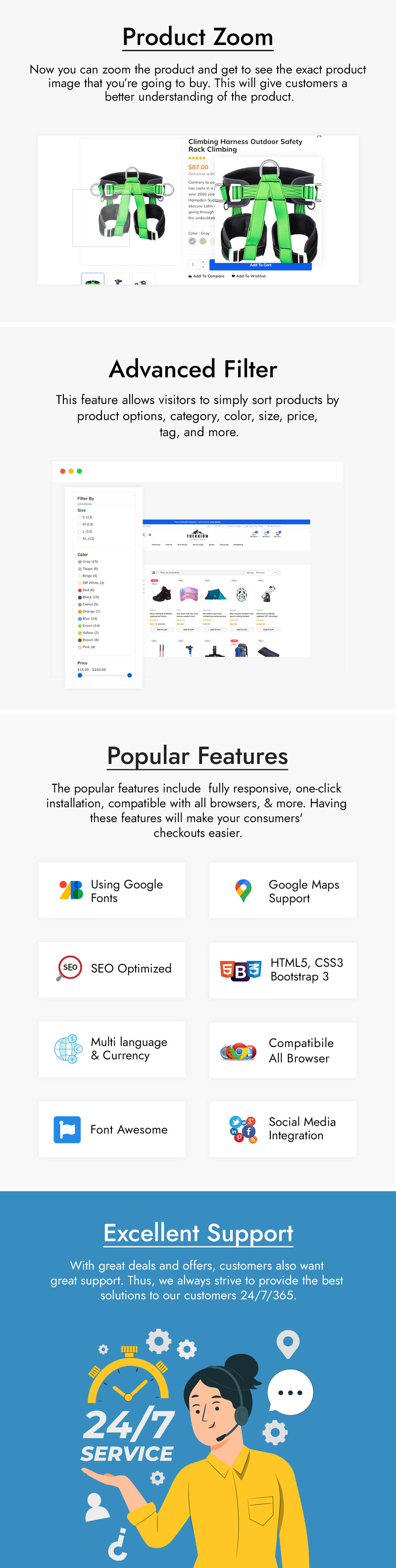 Trekkiow - Yürüyüş, Kamp, Trekking ve Spor PrestaShop Teması - Features Image 4