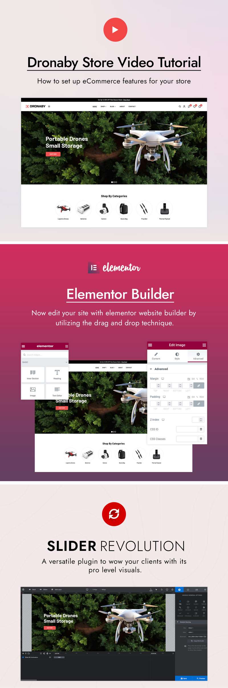 Dronaby – WordPress-Theme für Drohnen, Videoüberwachung und Einzelprodukte (WooCommerce) - Eigenschaften Bild 3