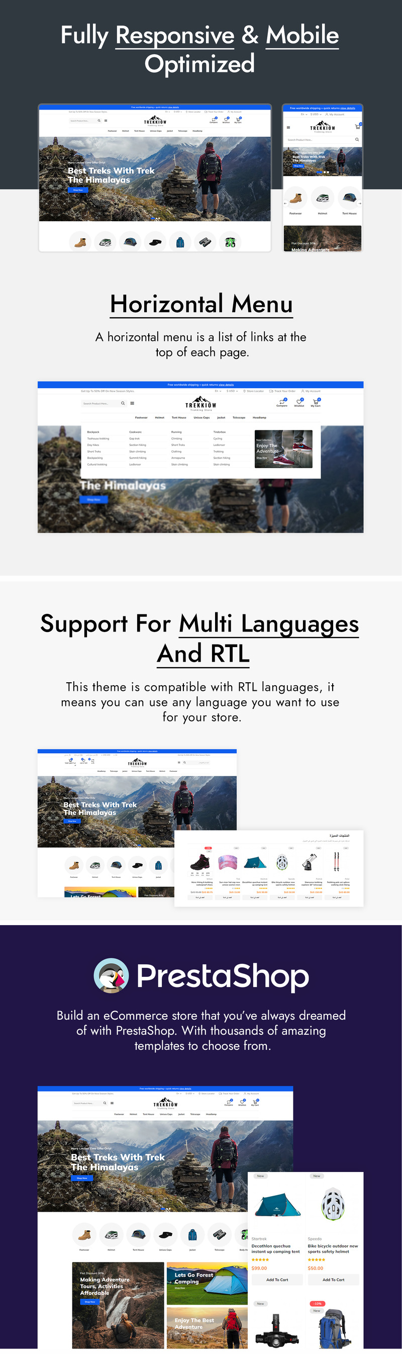 Trekkiow - Yürüyüş, Kamp, Trekking ve Spor PrestaShop Teması - Features Image 2