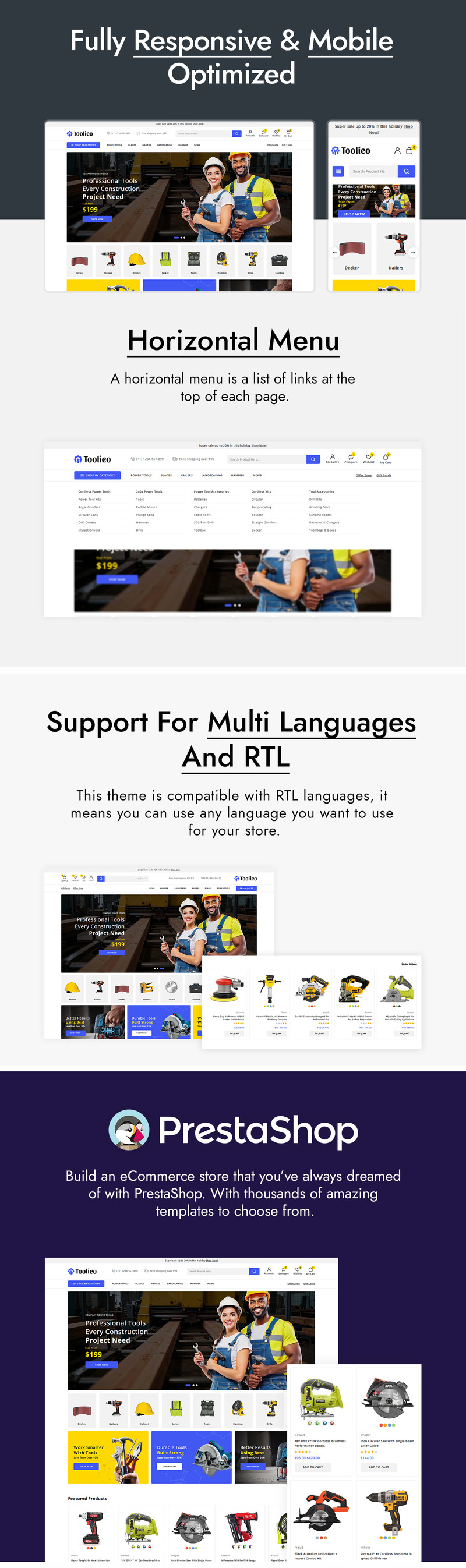 Toolieo - Power Tools & Hardware Prestashop Theme - Features Image 2