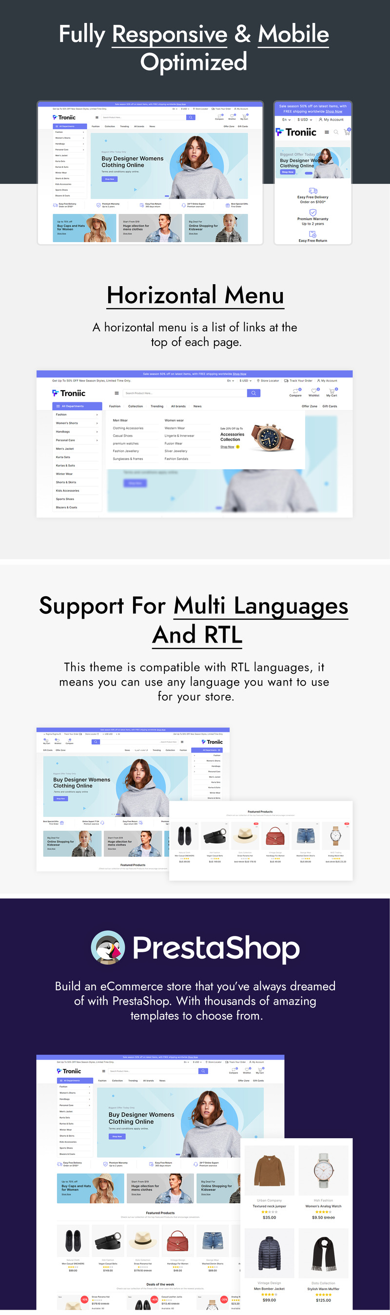 Troniic Fashion and Clothes PrestaShop Theme - Features Image 2