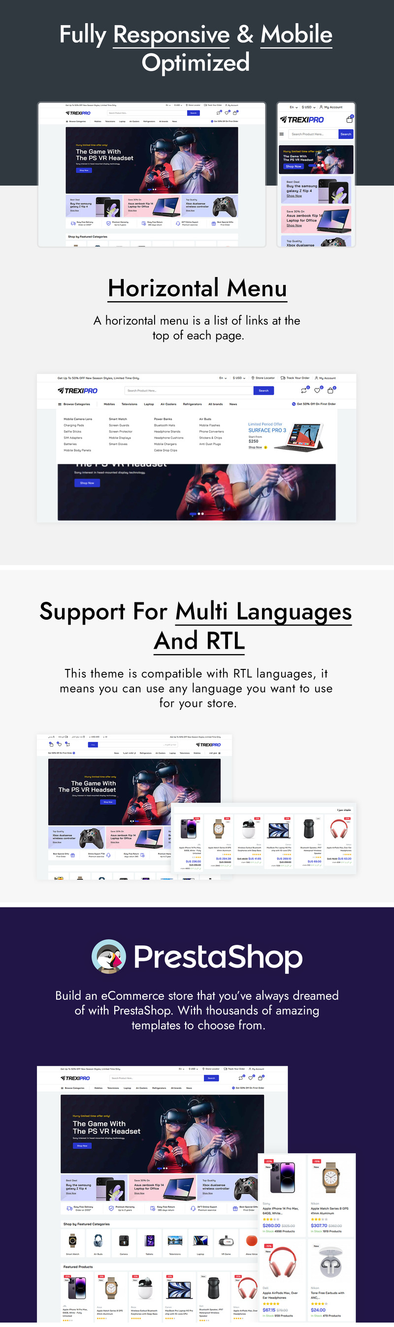 Trexipro - тема PrestaShop для электроники и мегамагазина - Features Image 2