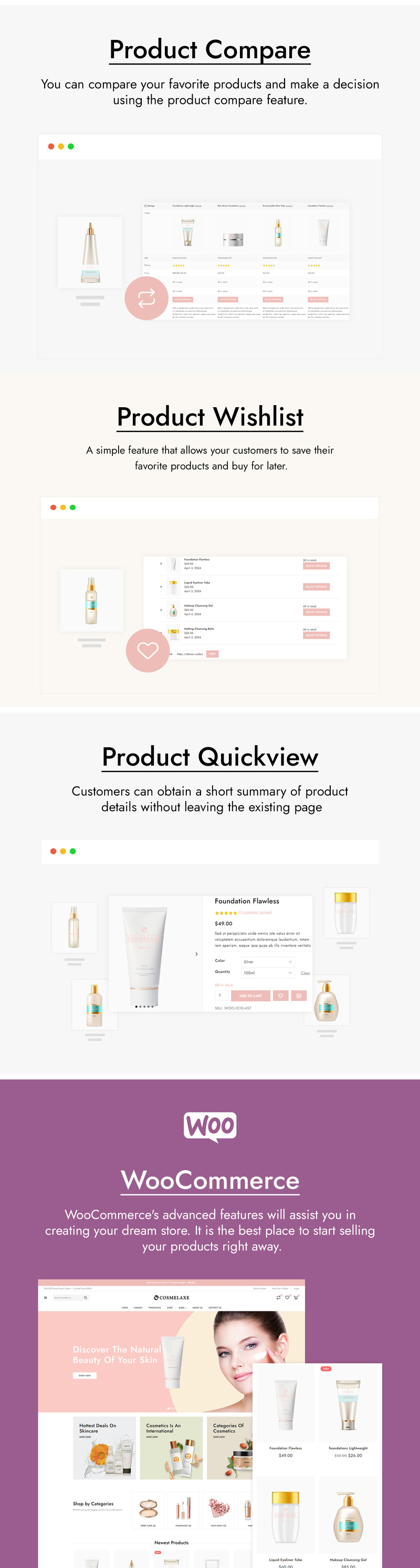 Cosmelaxe – тема WooCommerce для магазину краси та косметики - Features Image 4