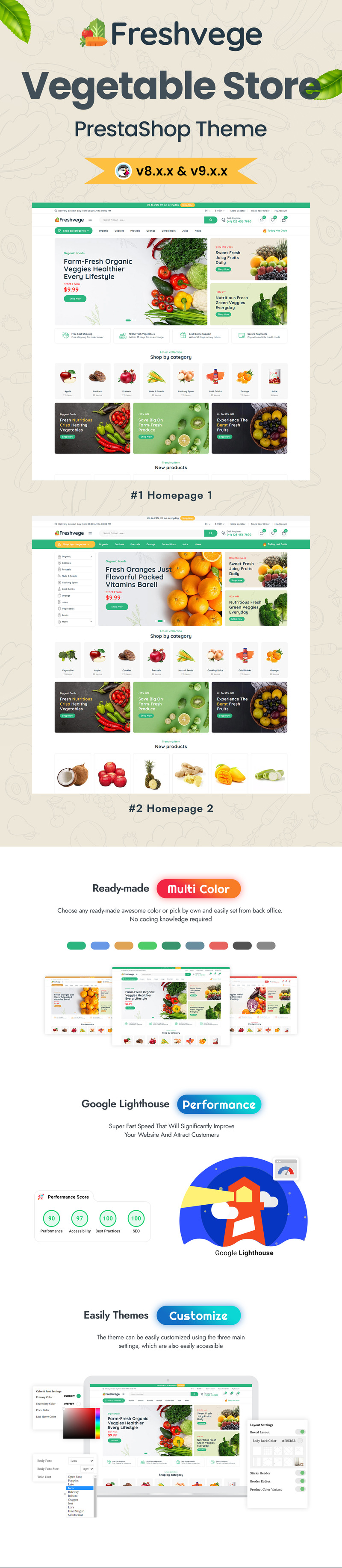 Freshvege - Thème PrestaShop pour épicerie et magasin d'alimentation bio - Caractéristiques de l’image 1