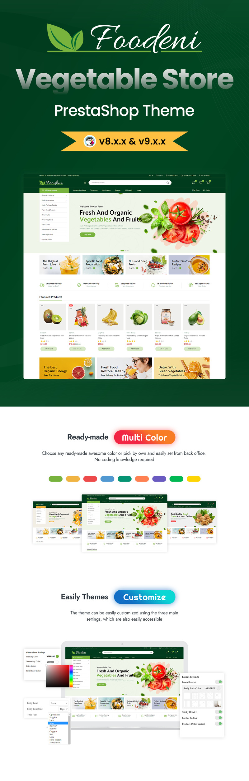 Foodeni - Tema PrestaShop de legumes, frutas e mercearia - Features Image 1