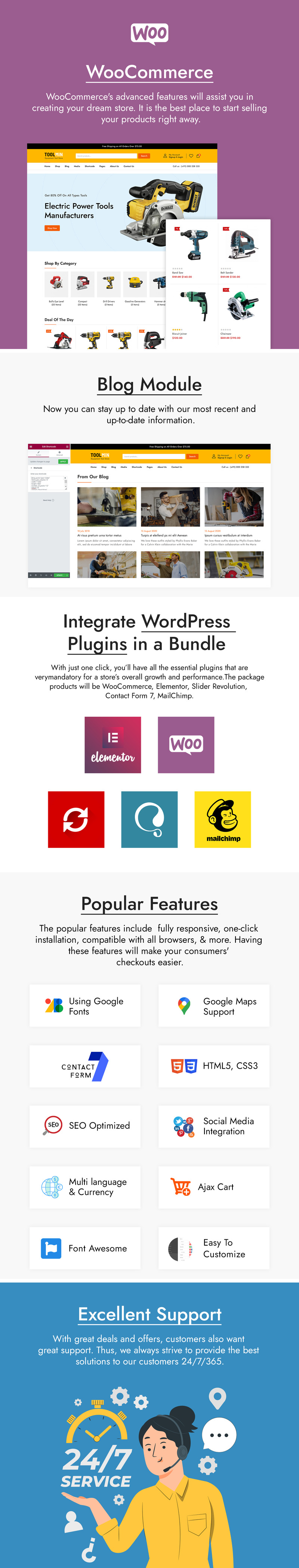 ToolMin - Tema de WooCommerce para herramientas de equipos eléctricos - Características Imagen 3