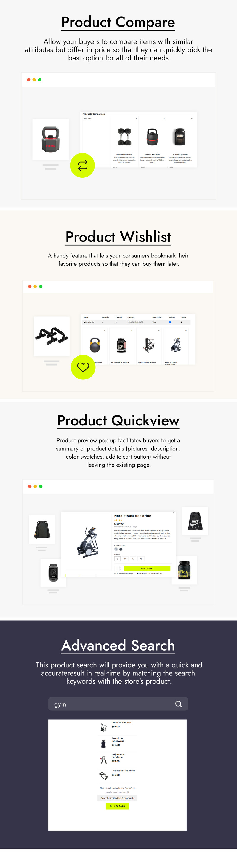 GYM5 — Тема оформления PrestaShop для магазинов товаров для спортзала и фитнеса - Features Image 3