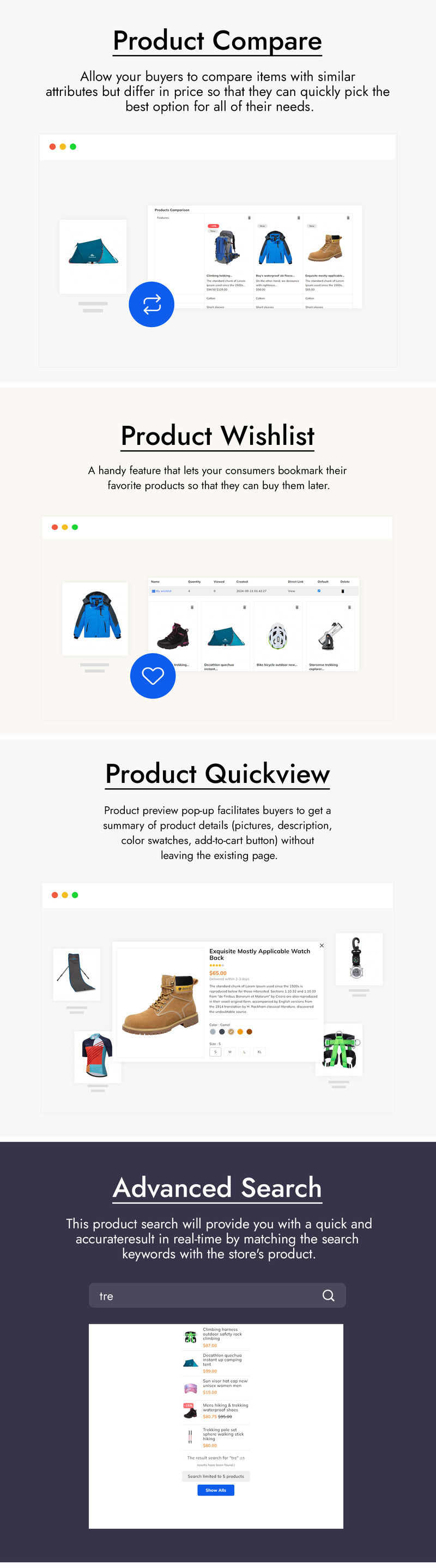 Trekkiow - Yürüyüş, Kamp, Trekking ve Spor PrestaShop Teması - Features Image 3