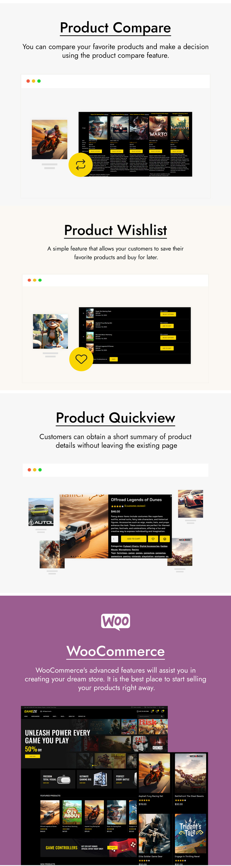 Gameze — тема WooCommerce для игрового и киберспортивного магазина - Features Image 4