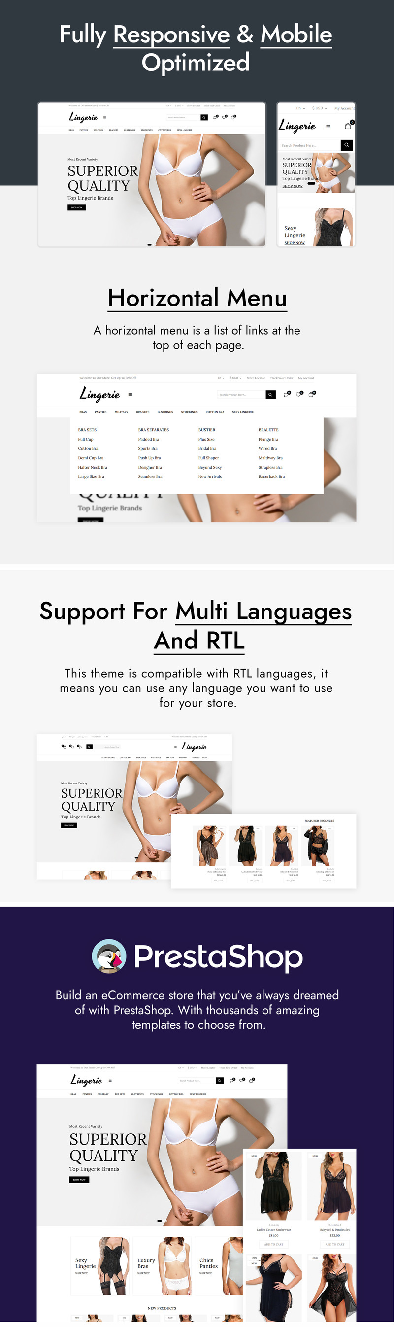 Lingerie & Mode PrestaShop Responsief Thema - Features Image 2