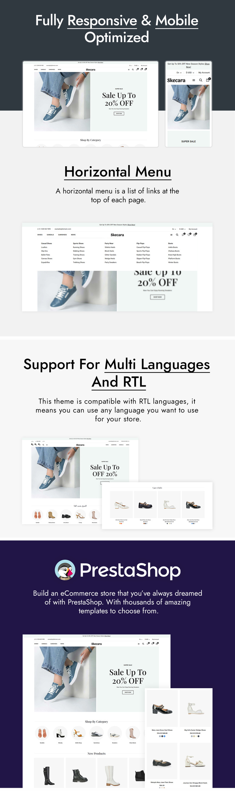 Skecara - Fashion & Sports Footwear Shoes PrestaShop Theme - Features Image 2
