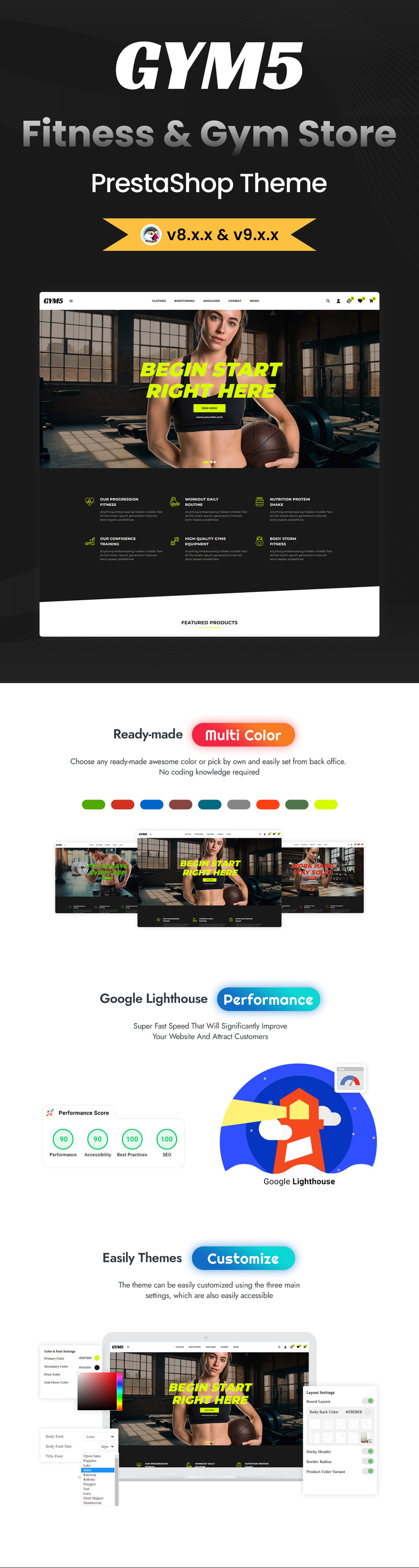 GYM5 — Тема оформления PrestaShop для магазинов товаров для спортзала и фитнеса - Features Image 1