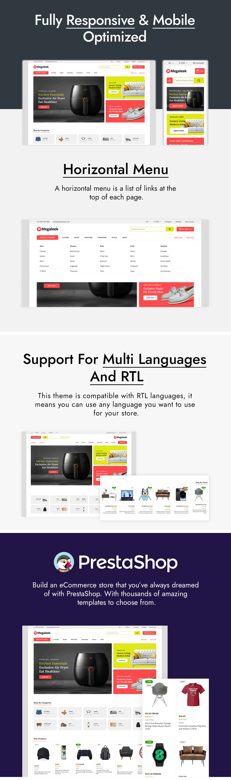 Megaleek — тема оформления PrestaShop для мегамаркетов и супермаркетов - Features Image 2