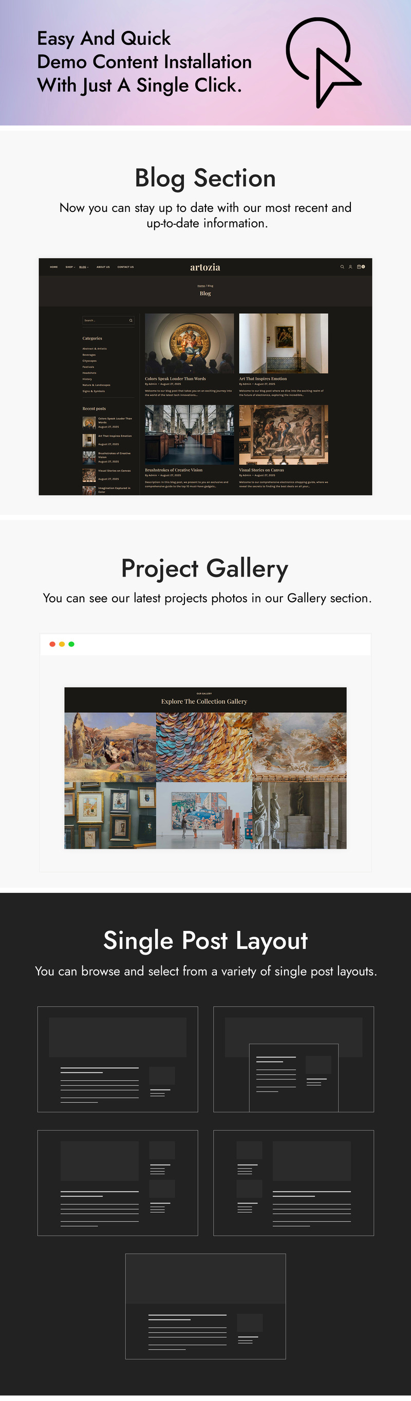 WordPress-thema voor Artozia Art Gallery en Museum - Features Image 4