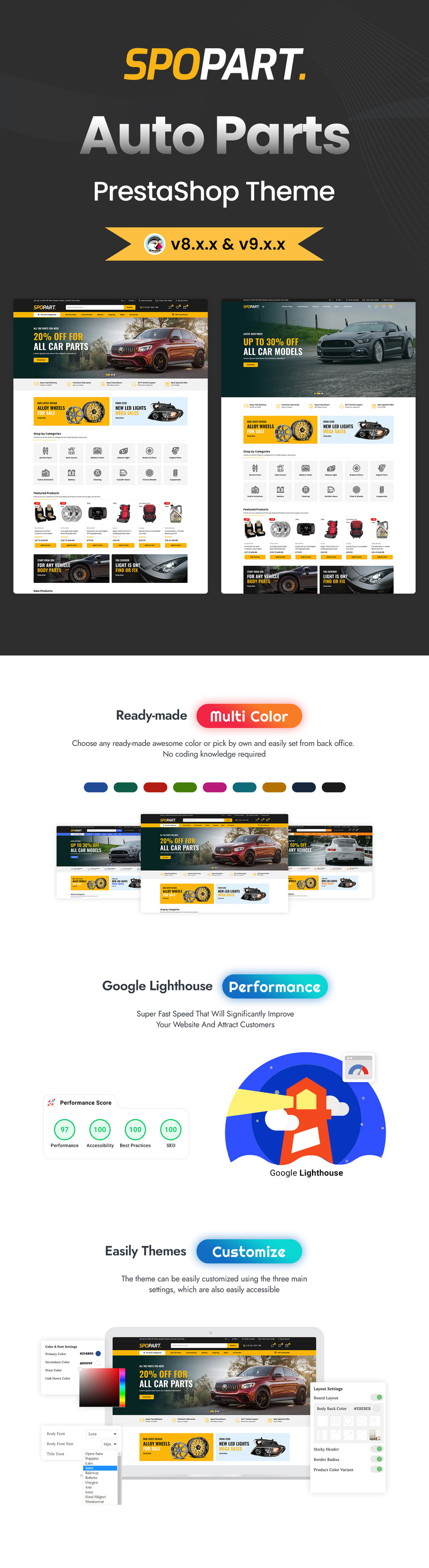 Spopart Ricambi auto e macchine utensili Tema PrestaShop - Caratteristiche Immagine 1