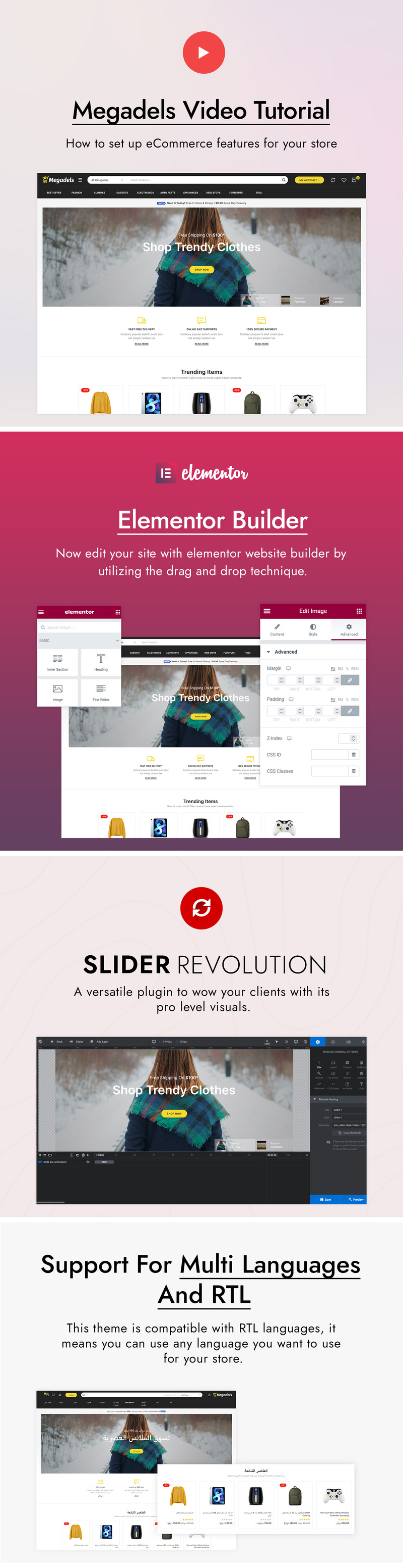 Megadel - uniwersalny motyw Mega Shop WooCommerce - Obraz funkcji 1