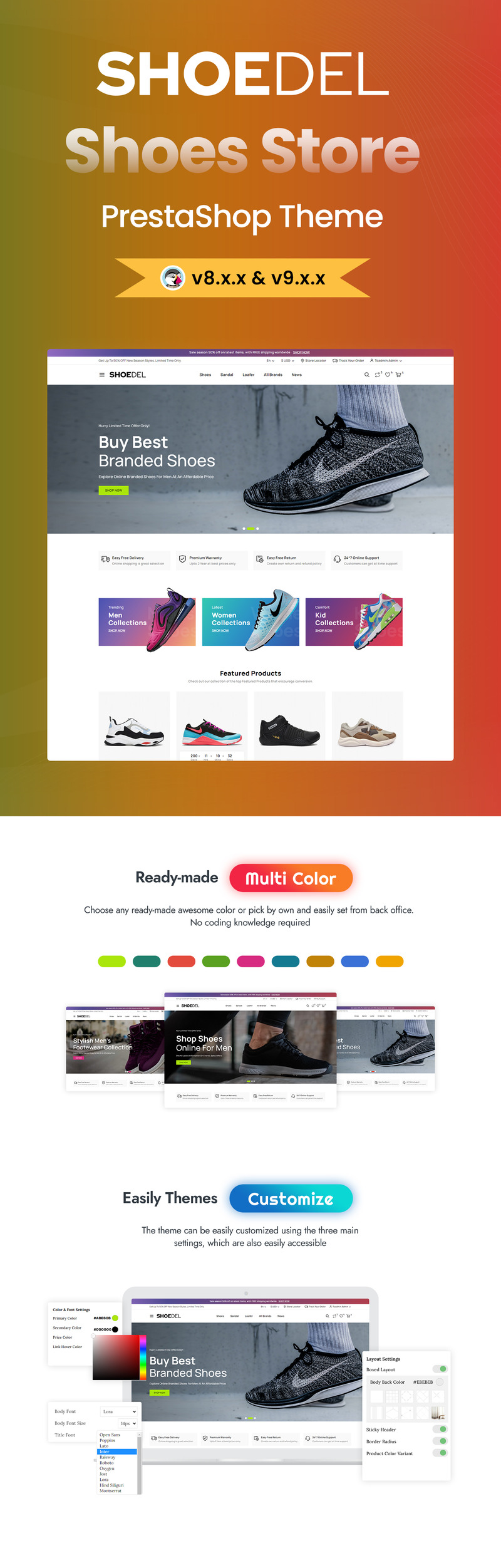 Shoedel - Negozio di scarpe e accessori Tema PrestaShop - Caratteristiche Immagine 1