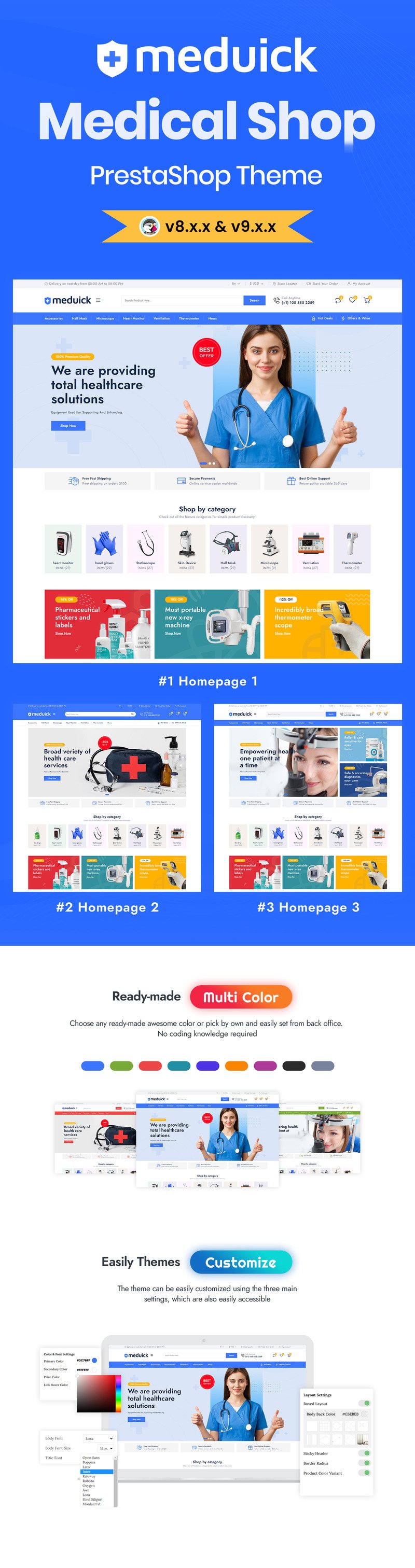 Meduick – Адаптивна тема для фармації та медицини Prestashop - Features Image 1