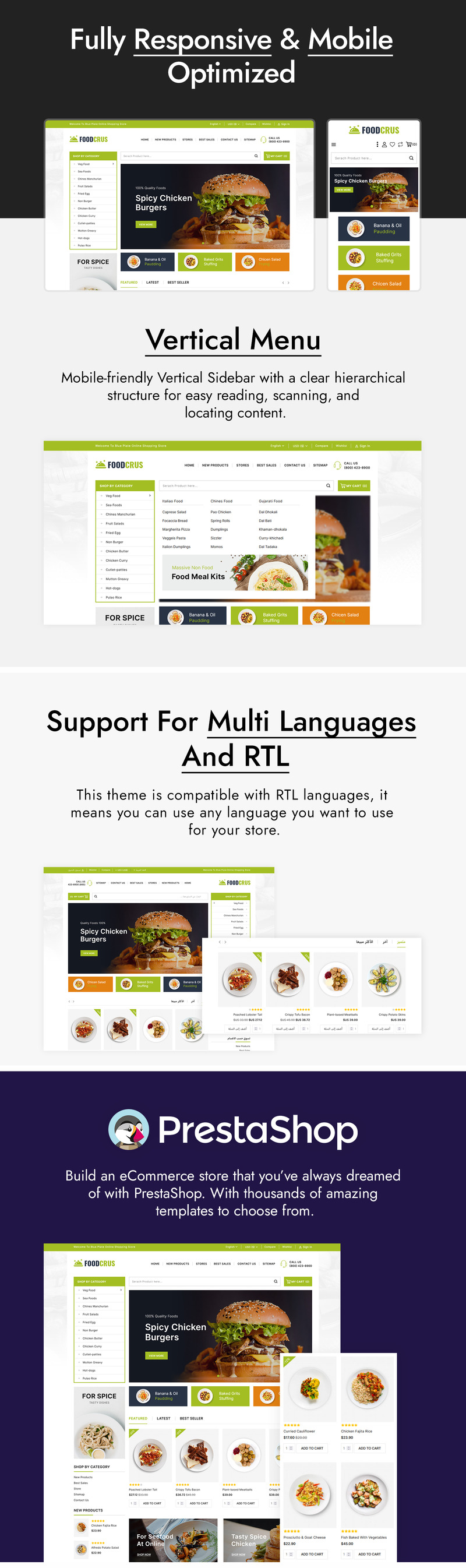FoodCrus - Food Restaurant Store PrestaShop Theme - Features Image 1