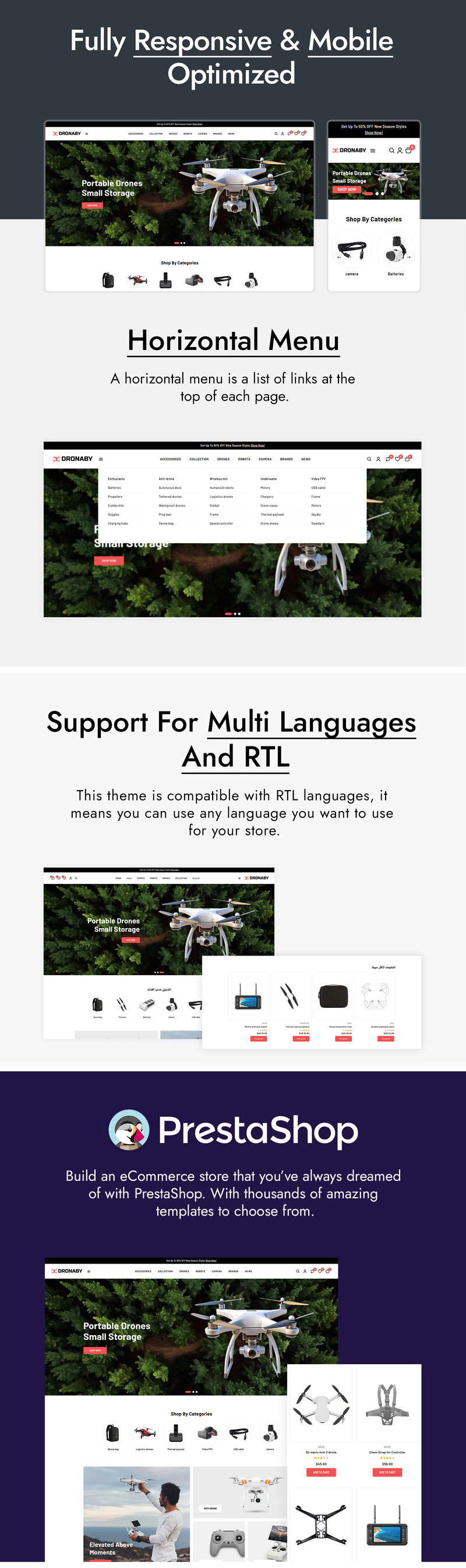 Dronaby - Drónok, CCTV és egyedi termékek Prestashop sablonja - Features Image 2