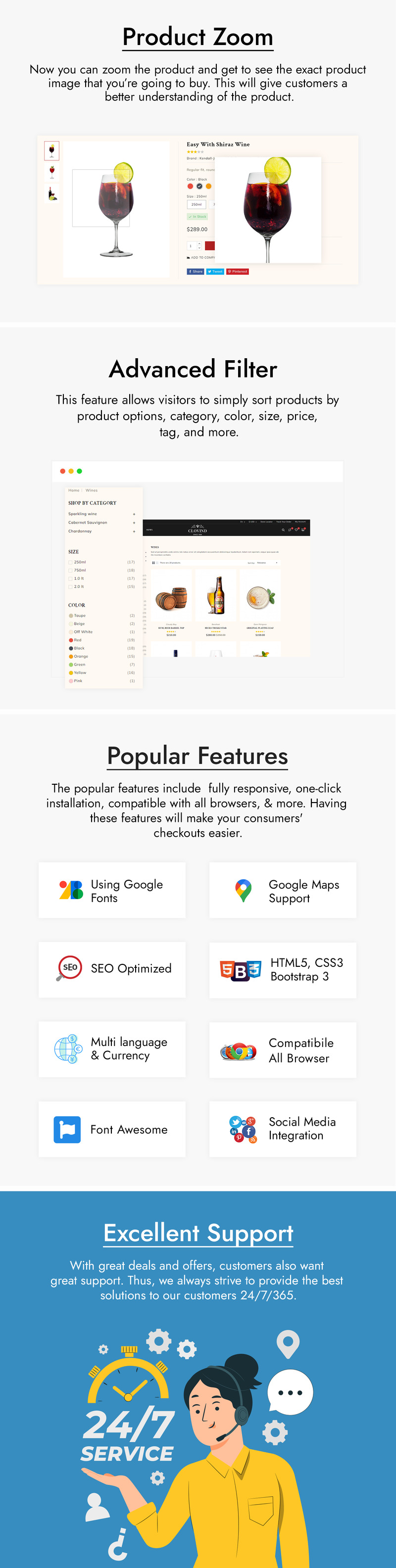 Clovind — тема PrestaShop для винного магазина и виноградников - Features Image 4