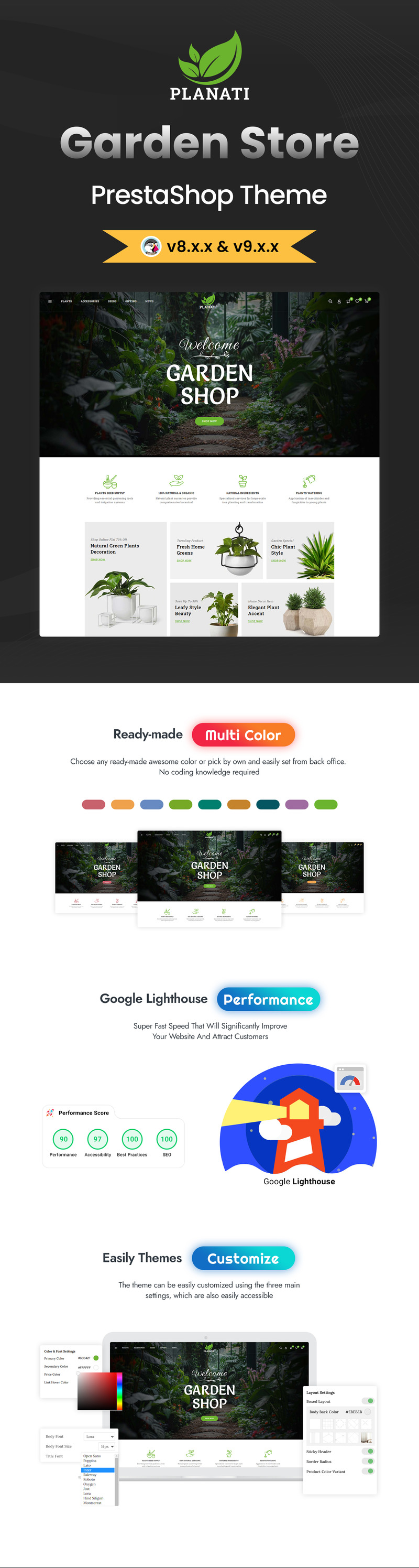 Planati — Тема оформления PrestaShop для питомника цветов, растений и садоводства. - Features Image 1