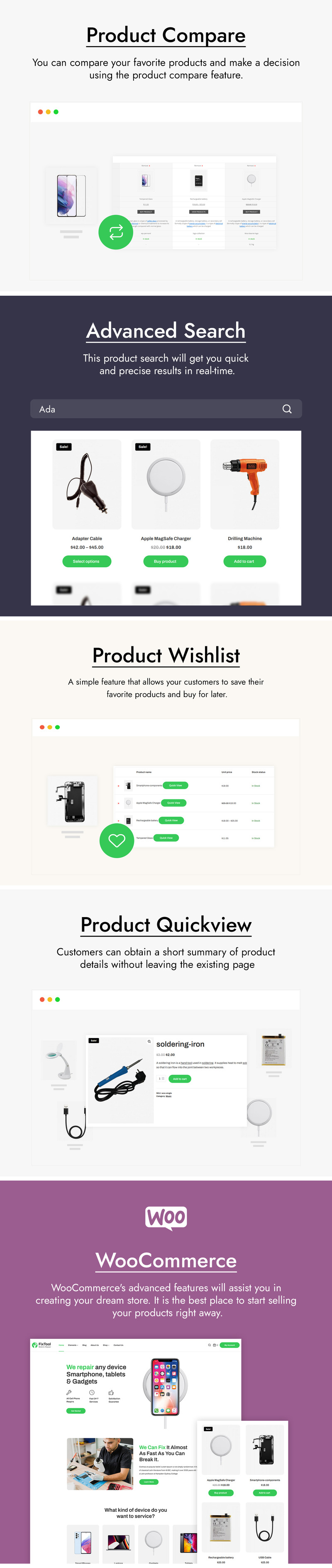 Fixtools – elektronika, mobilní a opravárenské služby Téma WooCommerce - Features Image 4