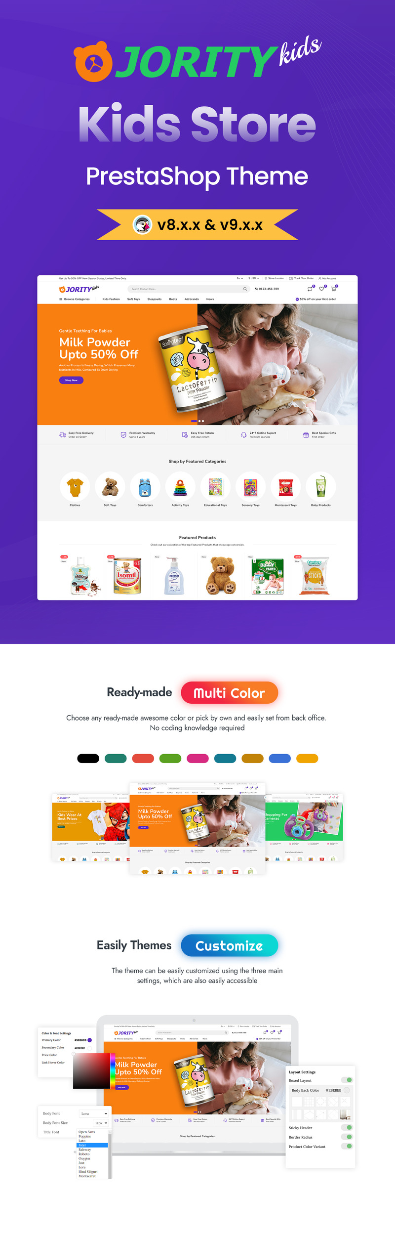 Jority Kids, Mama ve Oyuncaklar PrestaShop Teması - Features Image 1