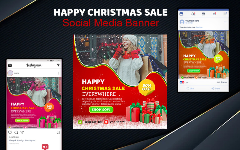 Christmas Sale Poster On Social Media Promotion - Features Image 1