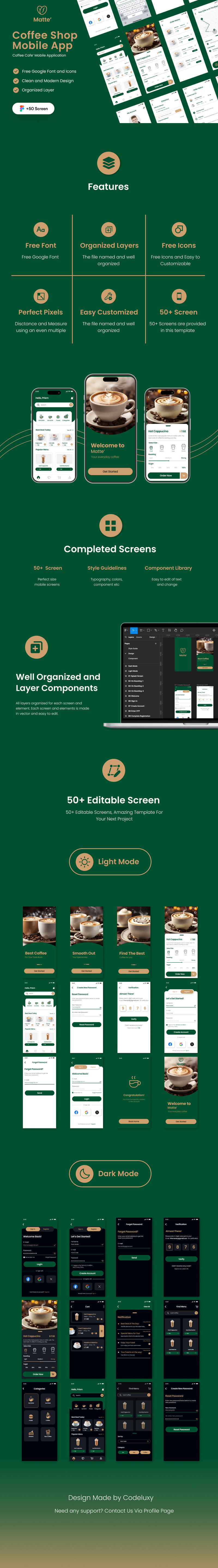 Matte - Kit de interfaz de usuario de la aplicación móvil Cafe - Características Imagen 1