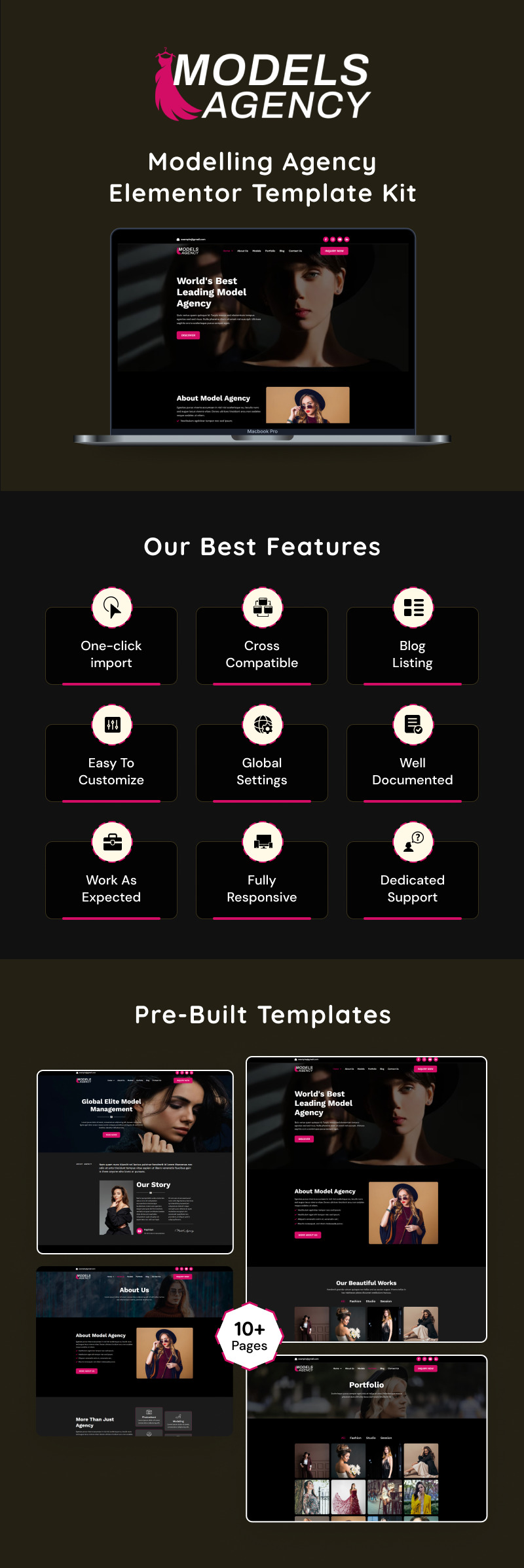 模特经纪公司 - 模特经纪公司 Elementor 模板套件 - Features Image 1